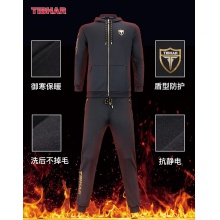 挺拔Tibhar 02003 斯特拉弹力超细复合加绒运动套装 （卫衣+长裤） 黑金色